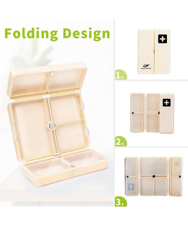 Daily Pill Organizer - Portable Travel Case for Vitamins Medications & Supplements - Magnetic Design Dustproof & Damp Proof - Apricot Color - Buy Online on GoSupps.com