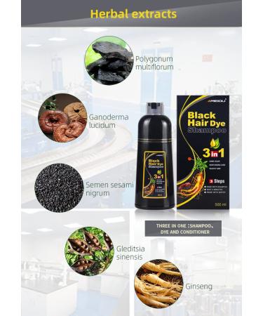 Instant Hair Color Shampoo for Gray Hair - 3 in 1 Herbal Coloring - 100% Grey Coverage - Men & Women (Black) - Buy Online on GoSupps.com