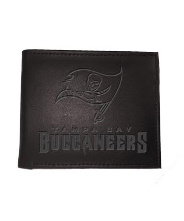 Team Sports America NFL Tampa Bay Buccaneers Black Wallet | Bi-Fold | Officially Licensed Stamped Logo | Made of Leather | Money and Card Organizer | Gift Box Included