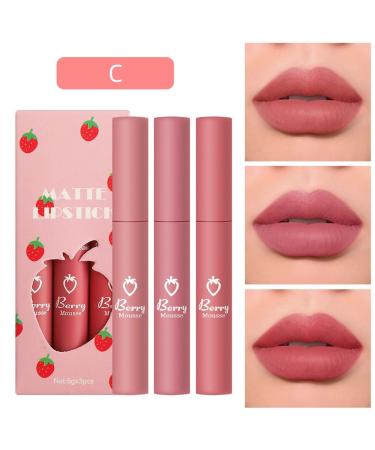 Reddhoon Strawberry Matte Lipstick Set - Waterproof Long-lasting Non-Stick Cup Lip Gloss Trio - Buy Online on GoSupps.com