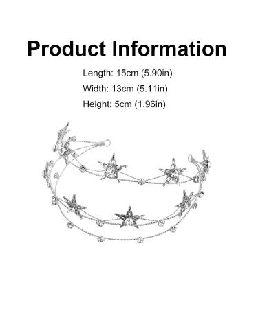 Beaupretty Rhinestone Star Crown Tiara: Bridal Headpiece Wedding Hairband in Silver - Buy Online on GoSupps.com