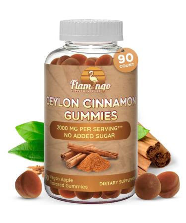 Sugar Free Ceylon Cinnamon Gummies 2000mg- Made in USA, Vegan, Naturally Flavored, 90 Count