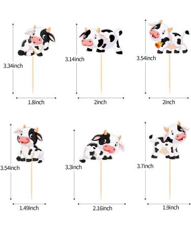 Cow Cupcake Toppers MOO Cow Cupcake Picks for Farm Animal Theme 1st Birthday Baby Shower Party Set of 48 (B) - Buy Online on GoSupps.com