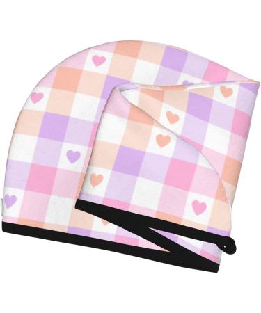 Heart Buffalo Plaid Microfiber Hair Towel | Super Absorbent Coral Velvet Wrap for Long Curly & Thick Hair - Quick Drying Essential - Buy Online on GoSupps.com