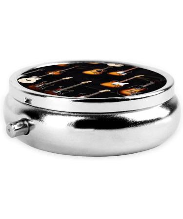 Shop Guitars Printed Mini Round Pill Box | 3 Compartment Travel Organizer | Portable Medicine Case for Home & Office - Buy Online on GoSupps.com