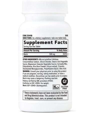 GNC Niacin 500mg - 100 Tablets for Healthy Blood Vessels - Buy Online on GoSupps.com