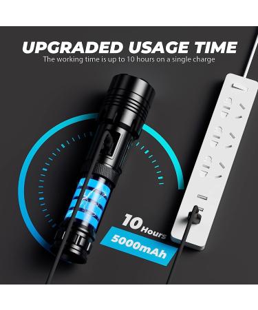 120000 Lumen Rechargeable LED Flashlight | Super Bright, 7 Modes, COB Work Light | IPX6 Waterproof Handheld Flashlight for Emergencies, Camping, Hiking - Buy Online on GoSupps.com