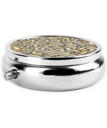 Toughest Labyrinth Portable Metal Pill Box - Round Mini 3-Compartment Hinged Design for Small Pills | Perfect Travel Accessory - Black - Buy Online on GoSupps.com