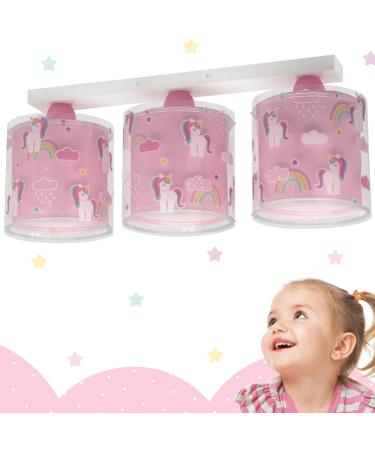 Dalber ceiling lamp children's room ceiling lamp for children 3 lights unicorn animals unicorns ceiling lamp children's room 41593 E27 pink