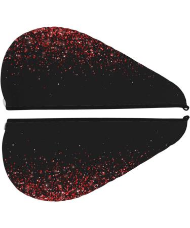 Fast Drying Hair Towel Wrap - Red Glitter Hair Turban with Button | Perfect for Quick Hairstyles - Buy Online on GoSupps.com