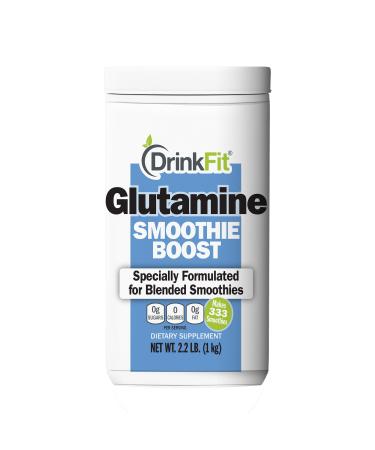 DrinkFit Smoothie Powder Mix | Specially Formulated Boost Supplements for Blended Smoothies | Meal Replacement Shakes Gluten Free - 2.2lbs Jug (Glutamine)