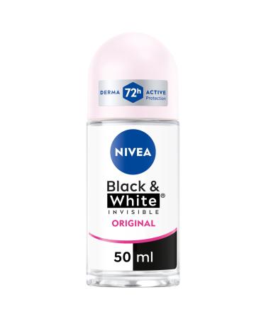 NIVEA Black & White Invisible Original Roll-on 6 x 50 ml Women's Effective 72 Hour Deodorant Roll on Antiperspirant for Odors, Sweat, Residue, Irritations and Stains on Light and Dark Fabrics