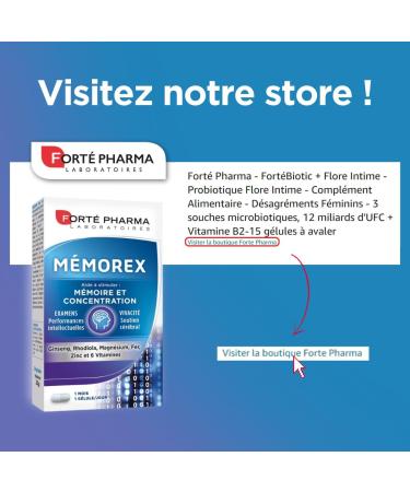 Fort Pharma - Memorex | Food Supplement - Memory Adult Concentration Stress - Vitamins Minerals and Plants - Rhodiola Vitamin C Iron Magnesium Zinc | 30 Capsules 1/Day - Buy Online on GoSupps.com
