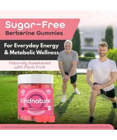 kindnature Berberine Gummies 1000mg with Ceylon Cinnamon & Resveratrol Sugar-Free Vegan Supplement for Blood Sugar Support, Metabolism, Cravings Wellness Non-GMO, Gluten-Free - Buy Online on GoSupps.com
