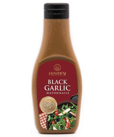 Homtiem Black Garlic Mayonnaise 7.04 Oz (200g.),SuperFoods, Squeeze Bottle, Vegan, Non-GMOs, Egg Free, Gluten Free, Dairy free, for Sandwiches, Dressings, Sauces and Recipes.