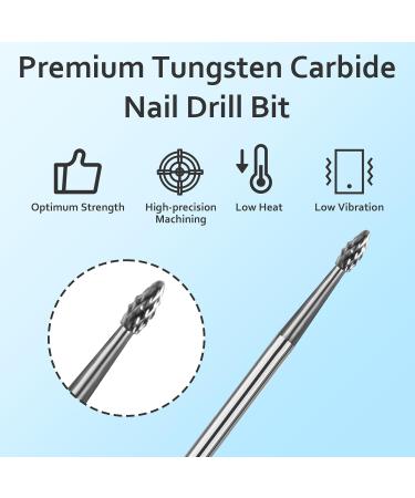 CGBE Nail Miller Attachments - 3/32 Inch Wolframcarbid Bits for Nail Skin & Dead Skin Removal | Medium Grain Manicure & Pedicure Tools - Buy Online on GoSupps.com