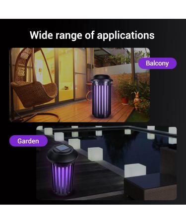 SEFAX Solar Mosquito Killer Lamp Outdoor Waterproof Mosquito Killer LED Electric Fly Trap Electric Shock Mosquito Killer for Bedroom Living Room Kitchen Office - Buy Online on GoSupps.com