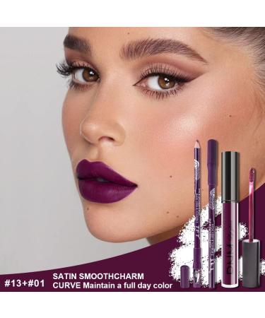 EVpct 2Pcs Purple Plum Matte 24-Hour Liquid Lipstick & Lip Liner Makeup Set - Dark Red Berry Tint, Waterproof & Long-Lasting - 0.21 Fl Oz (Pack of 2) - Buy Online on GoSupps.com