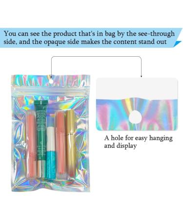 100pcs 5.5x7.8 Resealable Holographic Mylar Bags - Foil Zip Lock Sample Pouch for Candy, Jewelry, Lip Gloss - Gift Baggies for Packaging - Buy Online on GoSupps.com