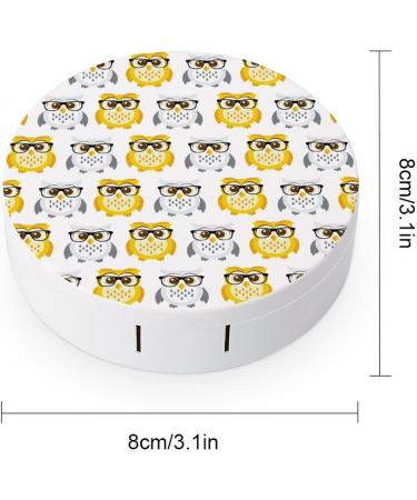 Cute Owls Round Case For Contact Lens Kit Storage Box with Mirror Printed - Buy Online on GoSupps.com