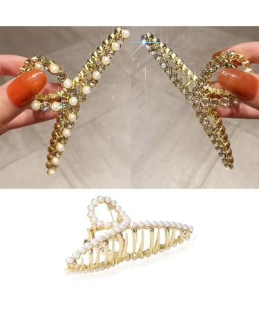 SDFF 3-Piece Metal Gold Claw Clips - Strong Hair Grippers for Women & Girls with Thick Hair | Stylish & Slippery Hairpins - Buy Online on GoSupps.com