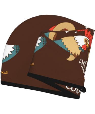 Hair Towel Wrap - Quick Drying Turban with Button | Rooster & Chicken Design - Buy Online on GoSupps.com