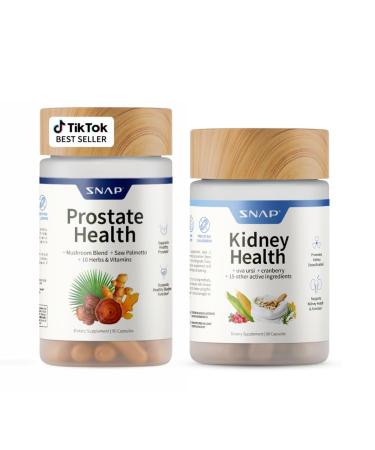 Snap Supplements Prostate Health Support Supplement Bundle with Kidney Health Support Supplement 90 Capsules & 60 Capsules