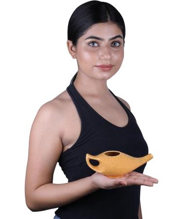 HealthGoodsIn Premium Ceramic Neti Pot with Salt - 225 Ml Freckle Pattern (Orange) | Sinus Relief Tool - Dishwasher Safe - Buy Online on GoSupps.com