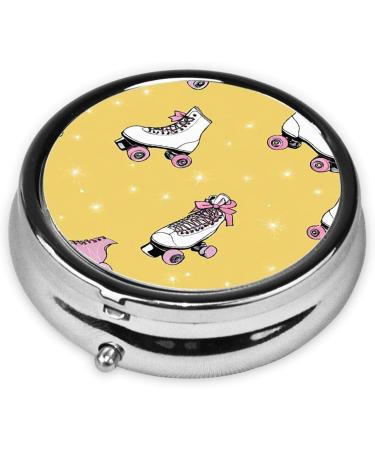 Colorful Roller Skates Mini Round Pill Box | 3 Compartment Travel Medicine Organizer | Portable Pill Case for Home & Office - Buy Online on GoSupps.com