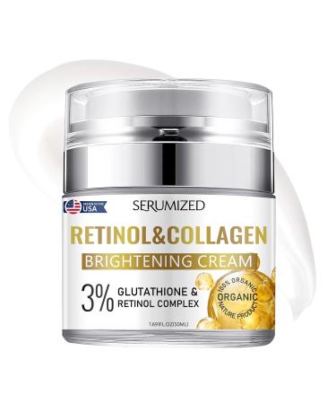 Serumized Retinol Cream for Face Moisturizer for Anti Aging & Wrinkled Skin Day and Night for Women & Men Retinol Collagen Facial Care Face and Neck 1.69 Fl Oz (50ml)