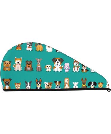 Cartoon Dogs Microfiber Hair Towel - Super Absorbent Wrap for Long Curly & Thick Hair | Quick Dry Coral Velvet Towel for Women - Buy Online on GoSupps.com