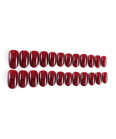 Brishow Almond Press-On Nails - Wine Red Ballerina Acrylic False Nails - 24 Pieces for Women & Girls | Short Artificial Nails - Buy Online on GoSupps.com
