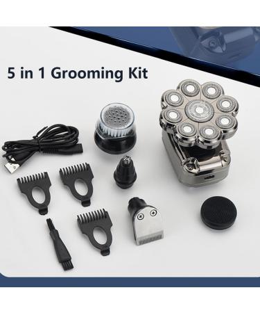 5 in 1 Electric Head Shaver for Men | Waterproof Cordless Razor | Rechargeable 9D Grooming Kit for Bald Men - Buy Online on GoSupps.com