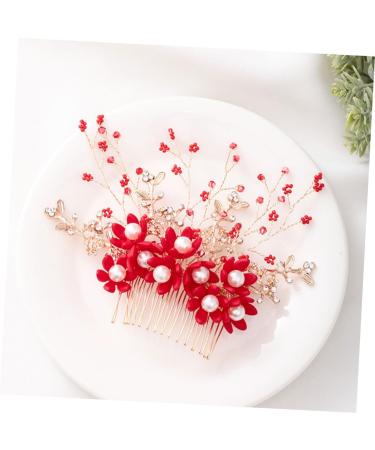 MAGICLULU Hair Headwear Bridal Side Combs Rhinestone Bridal Comb Birde Headdress Wedding Side Comb Wedding Hair Clip Floral Bridal Clip Crystal Hair Comb Hanfu Hair Accessories Red Women's - Buy Online on GoSupps.com