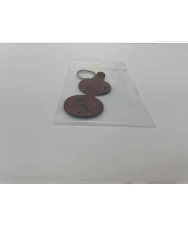Customizable Brown Dog Pocket with Push Button Engraving - Round Pear Design | Synthetic Leather | Double-Sided Engraving | 30mm Diameter | Perfect for Pet Lovers - Buy Online on GoSupps.com