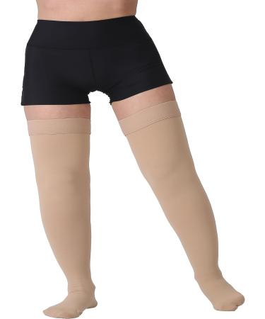 TOFLY Medical Thigh High Compression Stockings | 20-30mmHg Graduated Compression Socks | Silicone Band Support | Varicose Veins, Edema, Travel | Beige 3XL - Buy Online on GoSupps.com