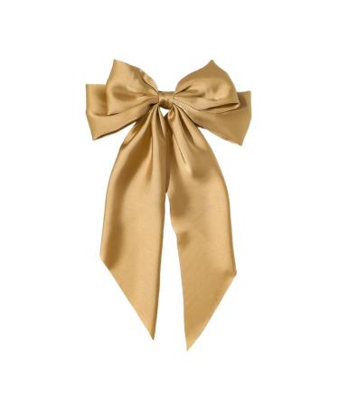 sxvbdway Cute Bow Ribbon Clip Women Hair Bowknot Decor Pin Satin Fabric Spring with Anti-slip Design Decorative Back Head Champagne