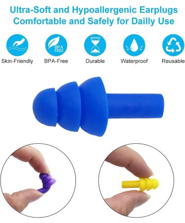Buy Silicone Ear Plugs for Sleeping - 12 Pairs Reusable Noise Reduction Earplugs for Concerts Swimming Study & Snoring - Soft Waterproof Hearing Protection - Buy Online on GoSupps.com