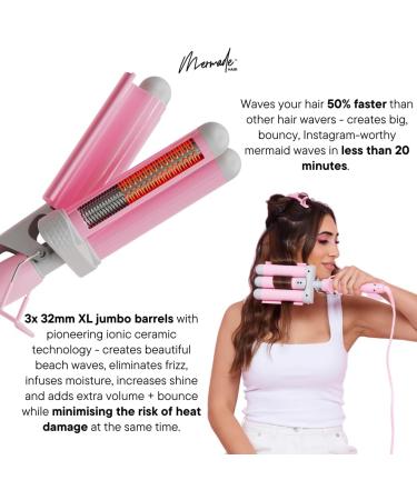 Mermade Hair 32mm Original Pro Waver | Three Barrel Curling Iron for Beach Waves - Grey - Buy Online on GoSupps.com