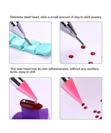 2 Pack Rhinestone Picker Dotting Pen with Replaceable Wax Tips, Tweezer - Dual-ended Diamond Tools for Nails, Pink Purple - Buy Online on GoSupps.com
