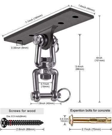 Dolibest Heavy Bag Hanger Wall Ceiling Mount Hook - 360 Rotation, 600 LB Capacity - Ideal for Strength Training, Aerial Yoga, Hammock, Resistance Band Sets - Buy Online on GoSupps.com