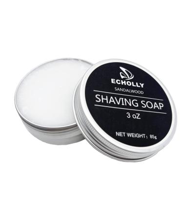 Shaving Soap for Men by Echolly- Sandalwood Shave Soap for Shaving Brush and Bowl- Smoothest Wet Men's Shaving Cream Soap 3 OZ 1 count (Pack of 1)