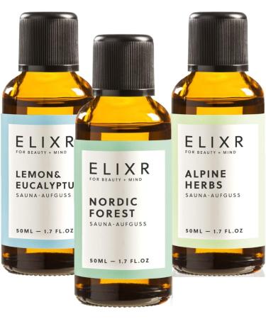 Elixr-3 Set Sauna Infusion - Alpine Herbs Nordic Forest & Lemon Eucalyptus | Perfect Sauna Gift (3x50 ml) - Elevate Your Sauna Experience - Buy Online on GoSupps.com