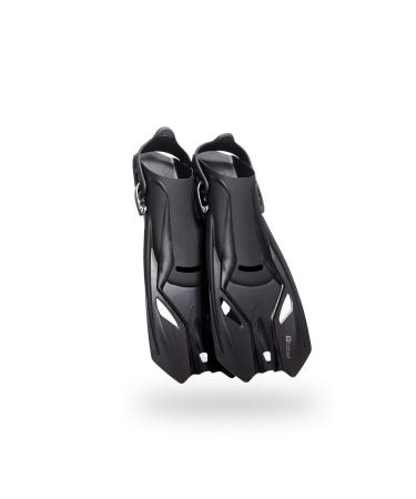 Cobalt Cabo Adjustable Snorkel Fins - Travel Ready Compact Fins for Snorkeling, Swimming and Scuba Diving. Comfort and Performance in Kids and Adult Sizing. Black/Black Adult M