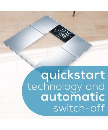 Beurer BF720 Smart Scale - Body Fat, Water, Calorie Data - 400 lb Capacity - Bluetooth & User Recognition - XL LCD Display - Body Analysis - Grey Silver - Buy Online on GoSupps.com