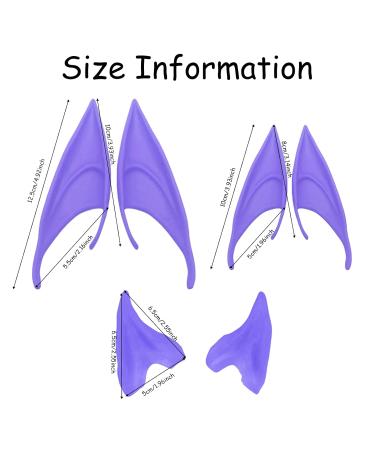 6PCS Halloween Decoration Purple Elf Ears Makeup Props 3 Sizes Goblin Ears Fairy Costume Elf Costume Accessories Cloak Elf Ears Wings Suitable for Cosplay Makeup Party - Buy Online on GoSupps.com