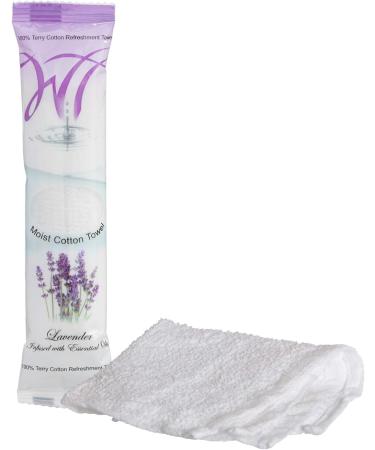 White Towel Services 8 x 8 inch Moist Cotton Towel Individually Wrapped - Scent (Case of 50) *(Lavender) Lavender 50 Count (Pack of 1) - Buy Online on GoSupps.com