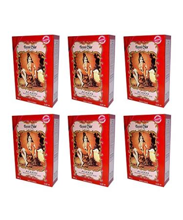 6 X 100g Henna Color Natural Hair Dye Powder Color Eco Mahogany (acajou) - 6 pieces