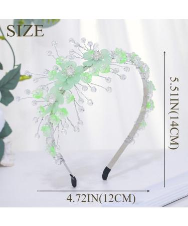 IYOU Floral Princess Wedding Headbands Green Flower Hair Bands Sparkly Crystal Communion Bridal Hair Accessories for Girls - Buy Online on GoSupps.com