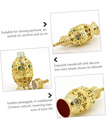 Angoily Essential Oil Bottle Empty Glass Bottle Vintage Decor Perfume Decorative Handicraft Terrarium Container Glass Container Gold Trim Delicate Travel Zinc Alloy Crystal Glass - Buy Online on GoSupps.com